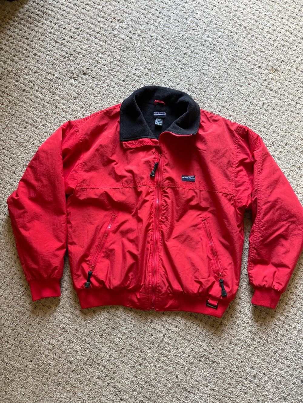 Vintage White Sierra Red Fleece Lined Jacket with Collar Size M